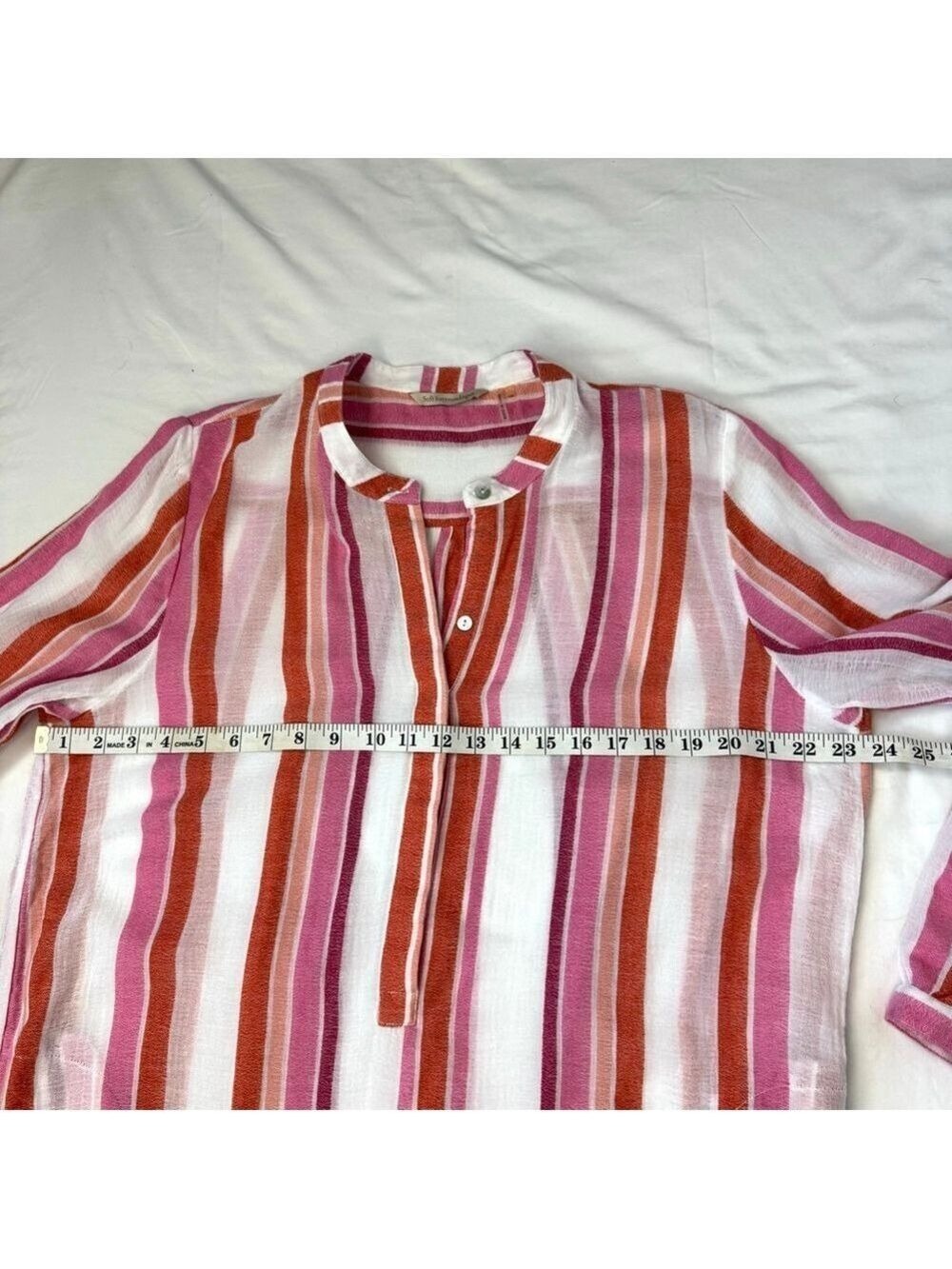 Soft Surroundings Women's XL Tall Striped Maxi Dress Cover Up Pink Orange White - Picture 2 of 12